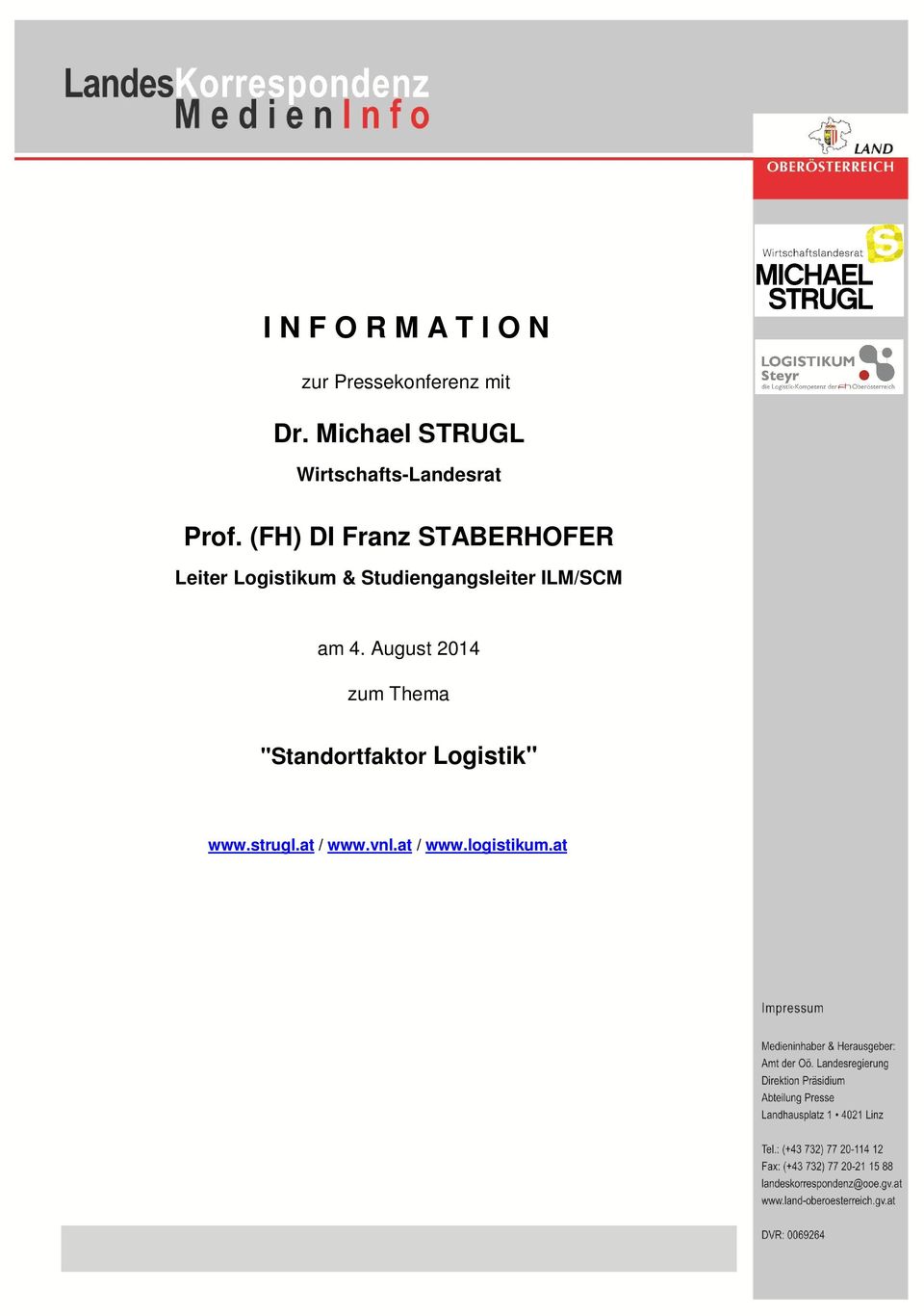 (FH) DI Franz STABERHOFER Leiter Logistikum & Studiengangsleiter