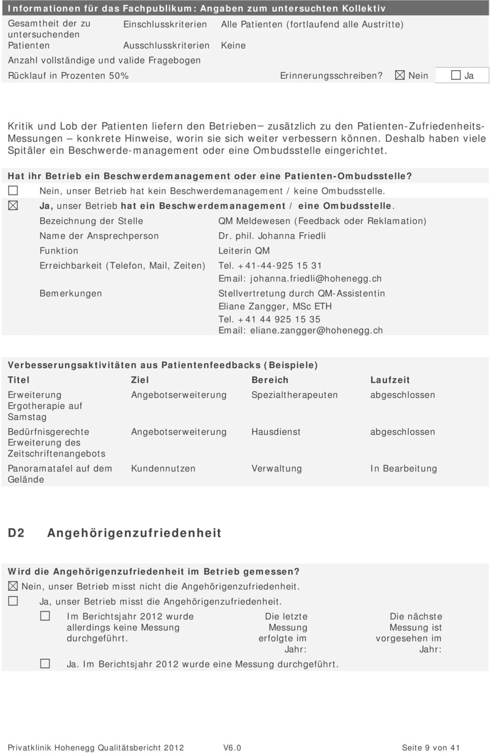 Nein Ja Kritik und Lob der Patienten liefern den Betrieben zusätzlich zu den Patienten-Zufriedenheits- Messungen konkrete Hinweise, worin sie sich weiter verbessern können.