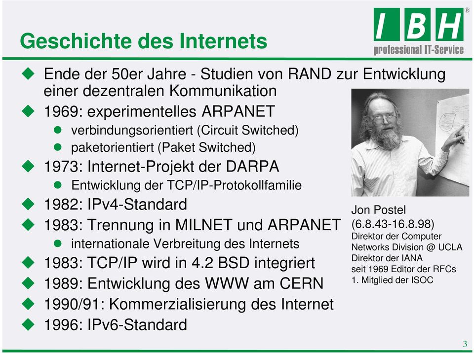 MILNET und ARPANET internationale Verbreitung des Internets 1983: TCP/IP wird in 4.