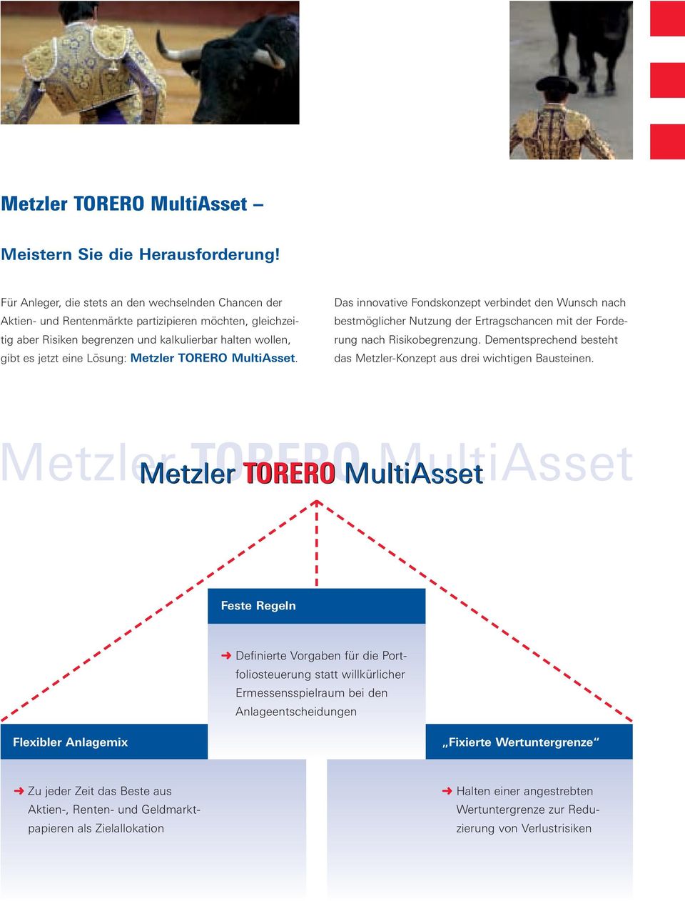 Metzler TORERO MultiAsset. Das innovative Fondskonzept verbindet den Wunsch nach bestmöglicher Nutzung der Ertragschancen mit der Forderung nach Risikobegrenzung.