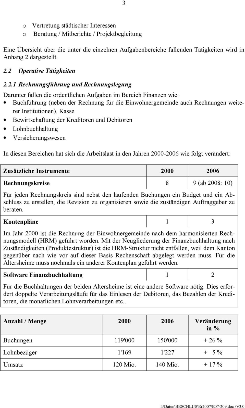 2 Operative Tätigkeiten 2.2.1 Rechnungsführung und Rechnungslegung Darunter fallen die ordentlichen Aufgaben im Bereich Finanzen wie: Buchführung (neben der Rechnung für die Einwohnergemeinde auch