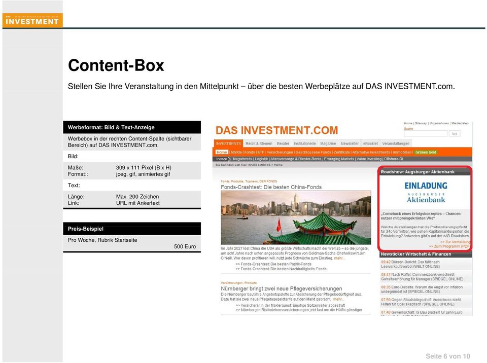 Werbeformat: Bild & Text-Anzeige Werbebox in der rechten Content-Spalte (sichtbarer Bereich) auf DAS 