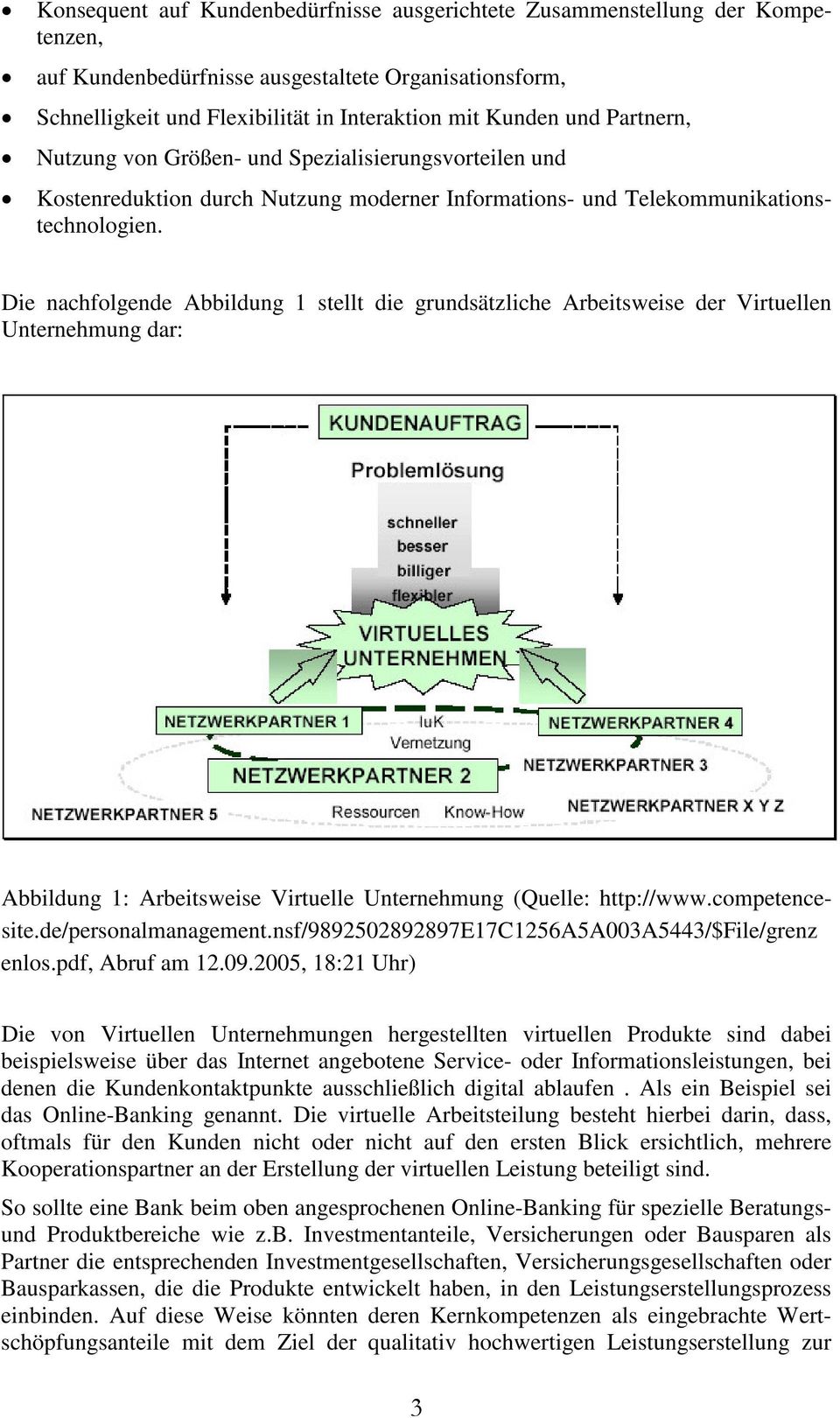 Die nachfolgende Abbildung 1 stellt die grundsätzliche Arbeitsweise der Virtuellen Unternehmung dar: Abbildung 1: Arbeitsweise Virtuelle Unternehmung (Quelle: http://www.competencesite.