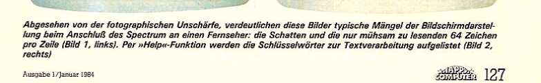 Bildschirmdisplay kaum zu lesen: Nach erfolgreichem Laden meldel sich Tasword n akuslisch. Es erscheint eid weiber Sildschinn, oben links ein schwaner blinkender Cursor. Zeile 24 beinhaltet eijli.