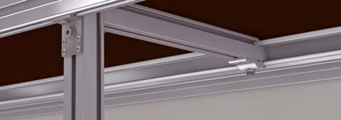 BISON Shelf ist aus wenigen unterschiedlichen Aluminium-Profilen konstruiert, die variabel miteinander kombinert werden.