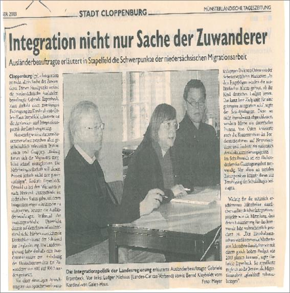 Der Integrationsplan des Landes Niedersachsen soll ab 2003 umgesetzt werden Bestandaufnahme der