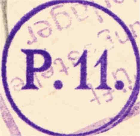 6 06.11.1915-14.01.1916 Einkreisstempel 20mm P.11. 7 22.06.1916 Einkreisstempel 20mm P.15. 8 19.07.2016 Einkreisstempel 20mm P.16. Es ist zu vermuten, dass auch die zwischenliegenden Nummern genutzt wurden.