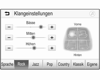 Grundsätzliche Bedienung 93 Equalizer-Modus Mit dieser Einstellung lässt sich der Klang für den jeweiligen Musikstil optimieren, z. B. Rock oder Klassik.