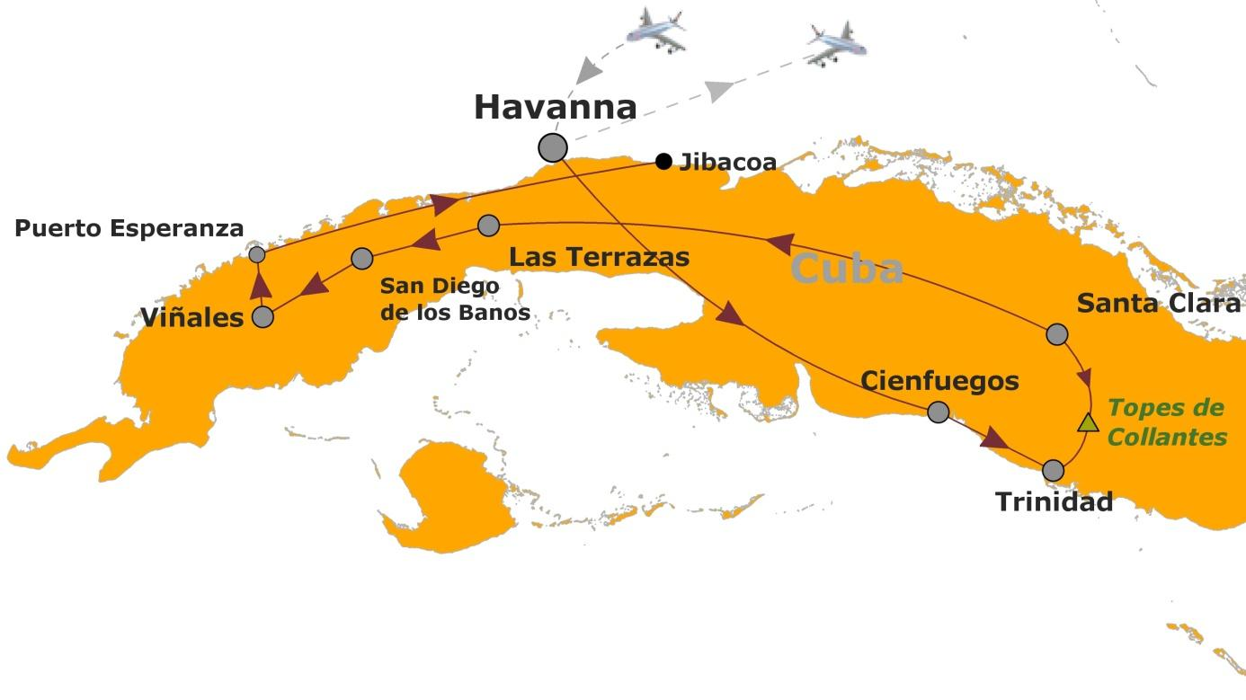 Reiseverlauf Cuba Cycling ab November 2016 1.Tag: Bienvendio Cuba (-/-/-) Flug nach Havanna. Am Flughafen in Havanna werden wir von unserer Reiseleitung empfangen.