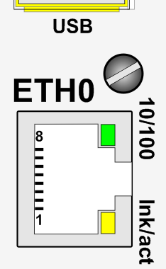 ANSCHLUSS LAN-SCHNITTSTELLE ETH0 5 Anschluss LAN-Schnittstelle ETH0 10/100-LED (Grün) aus an Beschreibung 10 MBit Ethernet detektiert. 100 MBit Ethernet detektiert.