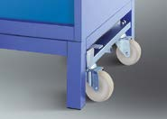 Einzelteile Mobile Werkbänke Mobiles Werkbank-Untergestell für geschlossene, mobile Werkbänke, mit einem Drehhebel sind die Lenkrollen ein- und ausklappbar.