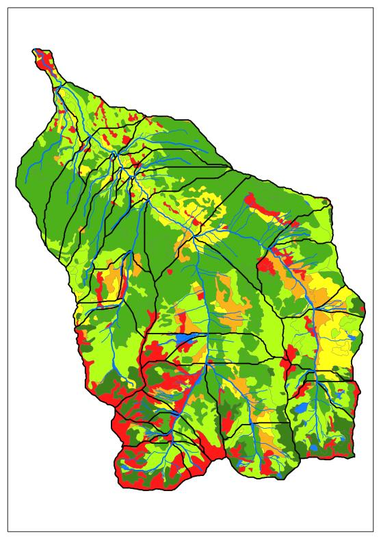 Landschaft (BFW) ZEMOKOST - Abflussbeiwert: Teileinzugsgebietsgliederung Flächenanteile je