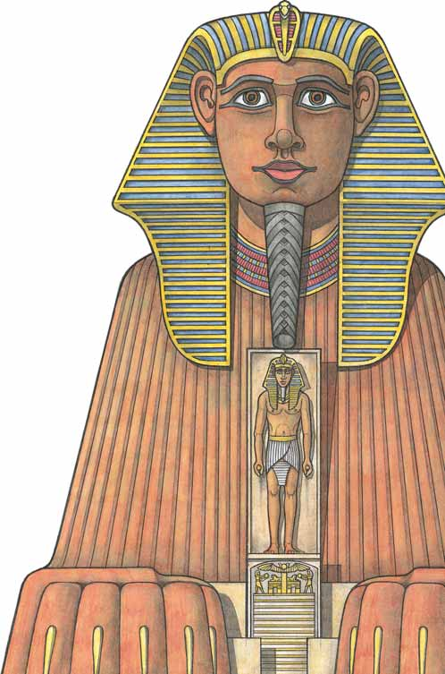 Der große Sphinx befindet sich (heute stark verwittert und zerfallen) am Fuß des Plateaus, das die Plattform für die drei Pyramiden von Gizeh bildet.