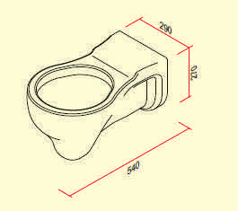 Kinder Wand-WC aus Sanitärporzellan weiß für Kinder ab 3 Jahren und älter, DIN EN 997:2012, EN 33, Wandabfluss Ø 100 mm. Passend zu Geberit Duofix und Kombifix Vorwandinstallationen. Bestellnr.