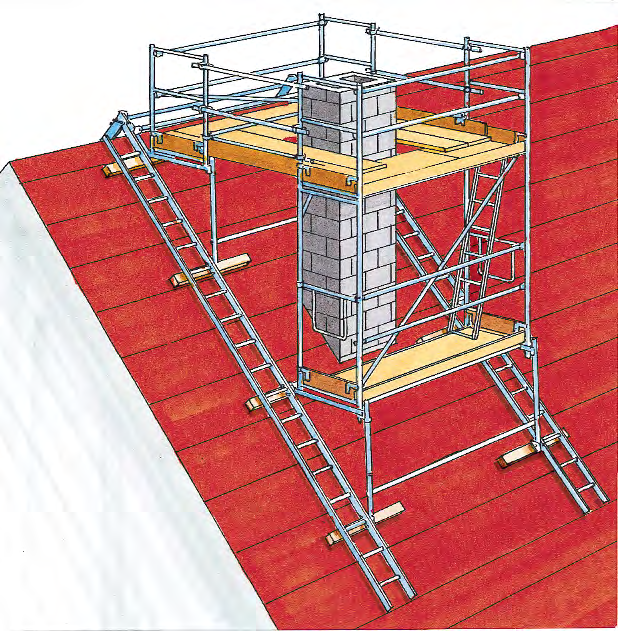 Dachgerüste für den Hausschornsteinbau B 98 Aufbau, Abbau Aufbau- und Verwendungsanleitung des Herstellers an der Baustelle bereithalten und beachten.