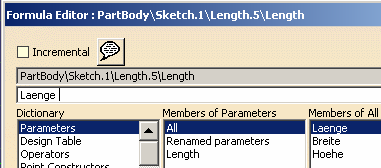 Zuweisen des Parameters auf ein Maß im Sketcher 1. Erzeugen einer Skizze (hier ein Rechteck). 2. Erzeugen des Längenmaßes. 3.