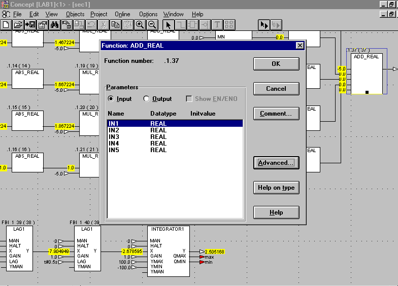 Das Aufrufen der anliegenden Signale während der Simulation mit Concept V2.1 XL ist nachfolgend dokumentiert.