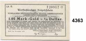 276 4353 - New-York Hamburger Gummi-Waaren Compagnie 1 Mark Gold 1.11.1923 Keller 216 rückseitig leichte Klebereste...kassenfrisch 20,- 4354 - Hamburg - LOT HAMBURGER HOCHBAHN: 1 Goldpfennig o.d.; HAFENBETRIEBS - VEREIN: 20 Pfennig November 1920; DEUTSCHER GUTTEMPLERORDEN: 50 Pfennig 1.