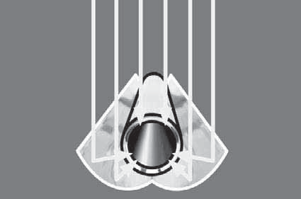 Der CPC-Spiegel Um die Effizienz der Vakuum-Röhren zu erhöhen, befindet sich hinter den Vakuum-Röhren ein hochreflektierender, witterungsbeständiger CPC-Spiegel (Compound Parabolic Concentrator).