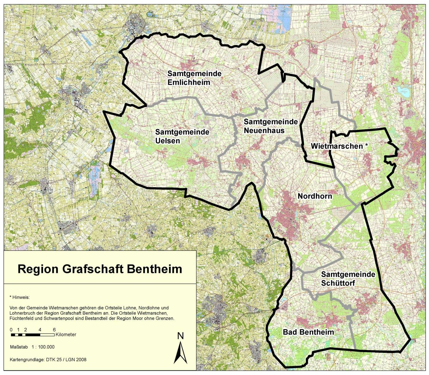 Regionsabgrenzung REK Region Grafschaft Bentheim 2 Regionsabgrenzung Die Region Grafschaft Bentheim ist weitgehend deckungsgleich mit dem gleichnamigen Landkreis und liegt im äußersten Südwesten des