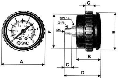 Die im Wartungseinheitenkatalog EUS40-42D-DE beschriebenen Manometer mit der Bezeichnung G** sind Ausführungen mit konischem Außengewinde.