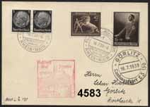 243 Zeppelinpost 1936 4576 Brief Luftschiff Hindenburg, Amerikanische Post von Lakehurst nach Braunschweig, Ankunftsstempel Type III, Maschinenstempel.