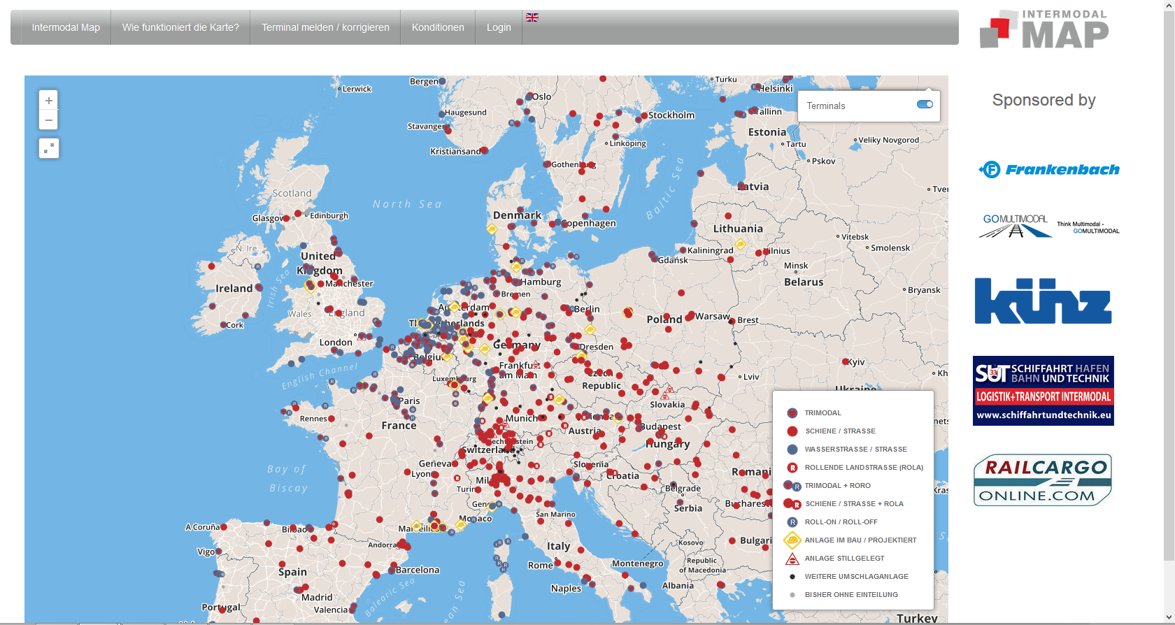 Intermodal Map Das umfassende Verzeichnis der Terminals des Kombinierten Verkehrs in Europa. Mit zusätzlichen, detaillierten Informationen für Mitglieder der SGKV.