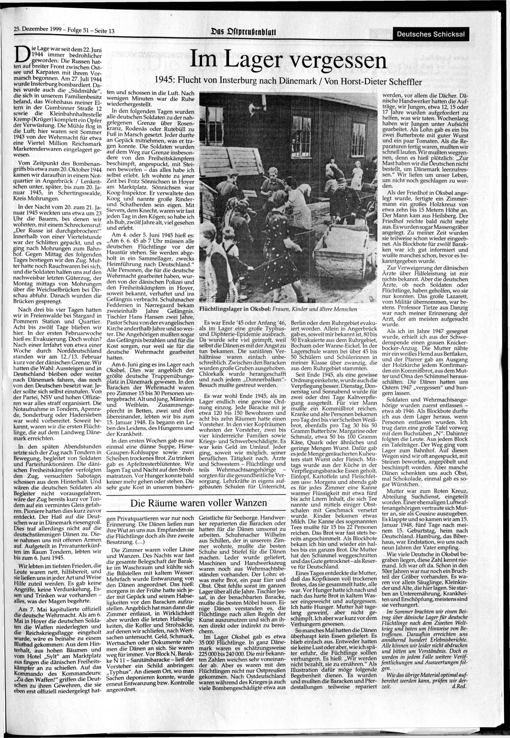 25. Dezember 1999 - Folge 51 - Seite 13 Das Öfiptcujitnblatt Deutsches Schicksal Die Lage war seit dem 22.