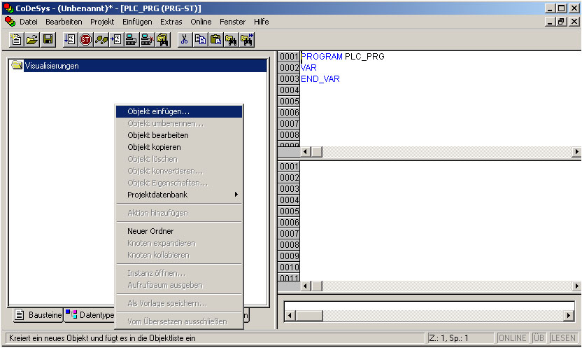 256 Laufzeitumgebung CODESYS 2.3 WAGO-I/O-SYSTEM 750 2. Erzeugen Sie eine Startseite für die Visualisierung.