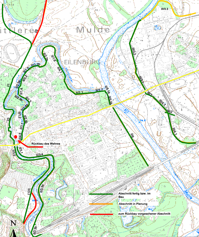 b) Karte Hochwasserschutzmaßnahmen in Eilenburg Eine Grafik der