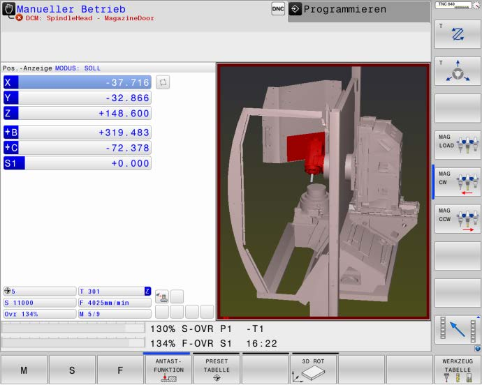 DCM: Neues, hochauflösendes 3D-Format für Kollisionskörper (M3D) Erweiterung der dynamischen Kollisionsüberwachung DCM: Deutlich verbesserte Darstellung von Maschinenkomponenten und Arbeitsraum Neues