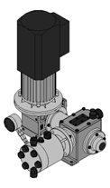 2.12 Hydraulik-Membrandosierpumpen Orlita MF Ansteuerung von ORLITA MF, MH, PS, DR Regelantrieb bestehend aus Stellantrieb mit Stellmotor und eingebautem Nachlaufregler zur Hublängenverstellung über