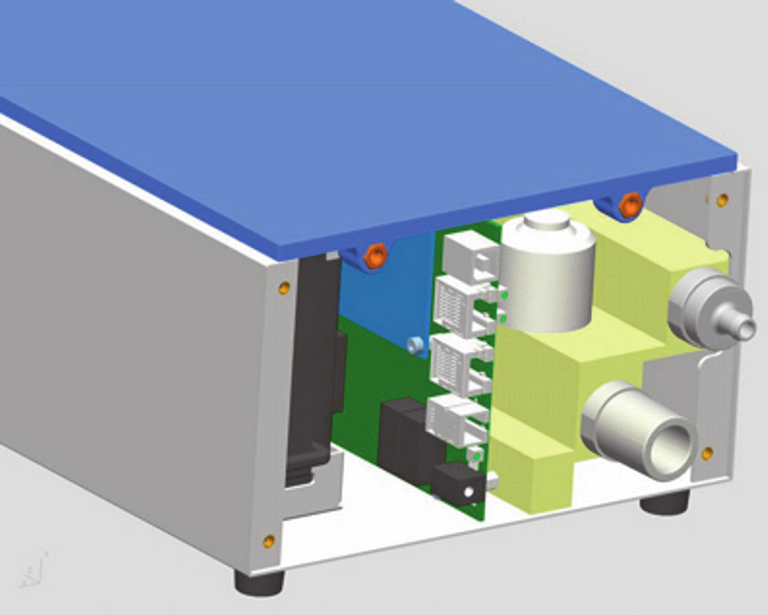Die beiden Sicherungen befinden sich auf der Printplatte im Innern des FlowAnalyser TM. 1. Akku ausstecken 2. Defekte Sicherung entfernen 3. Neue Sicherung einsetzen F2 F1 (F1) (F2) 1.