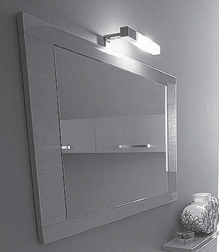 Wandspiegel in in in gruppen: 1 2 5 7 8 Matrix + Materic Spiegel WALL. Ohne Steckdose und Schalter. Abb. mit zusätzlicher Leuchte. Geeignete Leuchten: alle außer FA00 und FA 10.