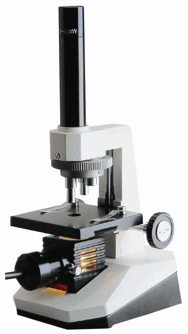 Schüler-Mikroskop Best.- Nr. MD03507 I. Produktbeschreibung 1. Monokular-Tubus, Durchmesser 130 mm 2. Objektrevolver (4x, 10x, 40x) 3. Befestigungsklemme 4.