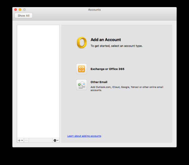 Outlook 2011 (Mac) Wenn Sie Outlook 2011 zum ersten Mal auf Ihrem Mac starten, müssen Sie eine Reihe von Konfigurationsschritten durchlaufen, um die Applikation für den Zugriff auf Ihre Mailbox zu
