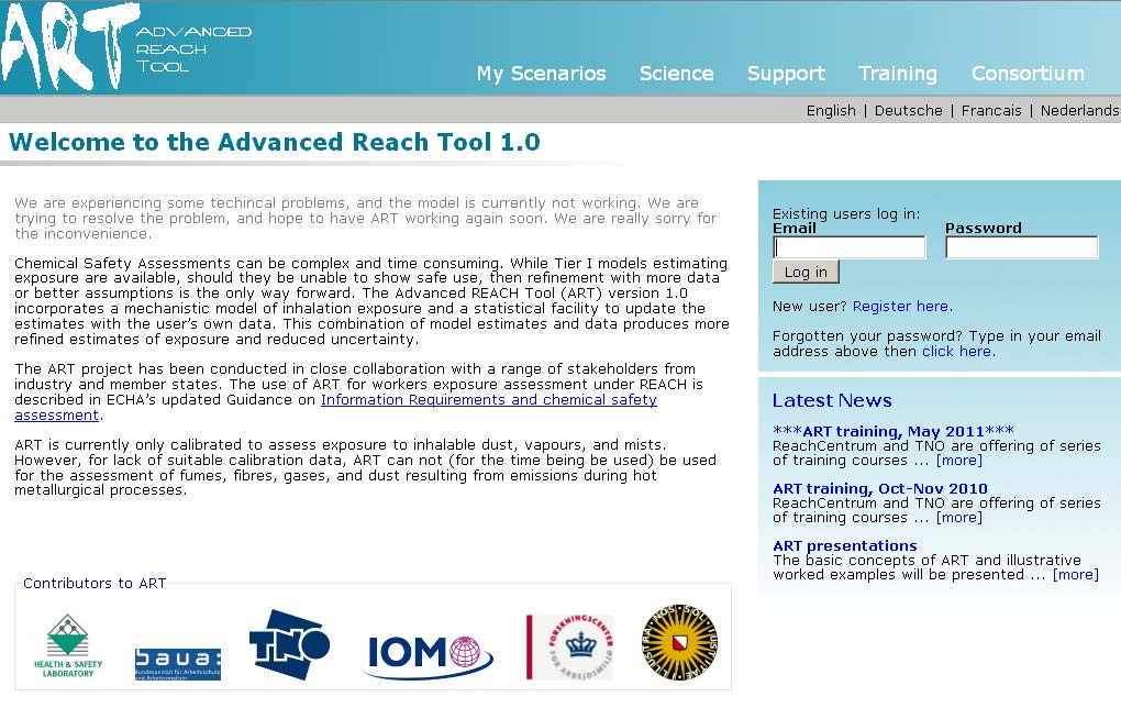ART Advanced REACH Tool Tier 2 Modell für REACH Expositionsbewertung mechanistisches Modell für inhalative Exposition statistische Werkzeuge um Abschätzungen durch Messdaten zu