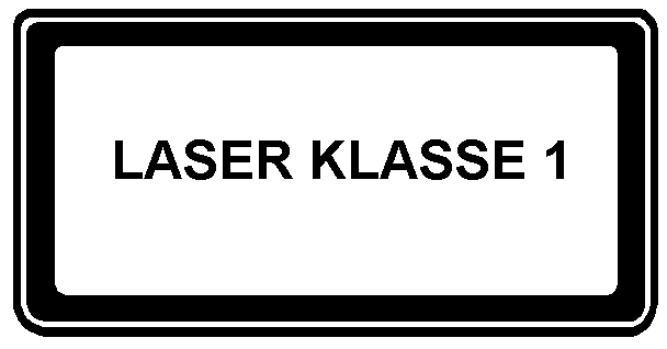 Die Lasereinrichtung der Klasse 1 und Klasse 2 muss mit folgendem Laserwarnschild versehen sein: Laserwarnschild nach DIN 4844 Teil 1 Laser der Klasse 2 müssen zusätzlich auf einem Hinweisschild