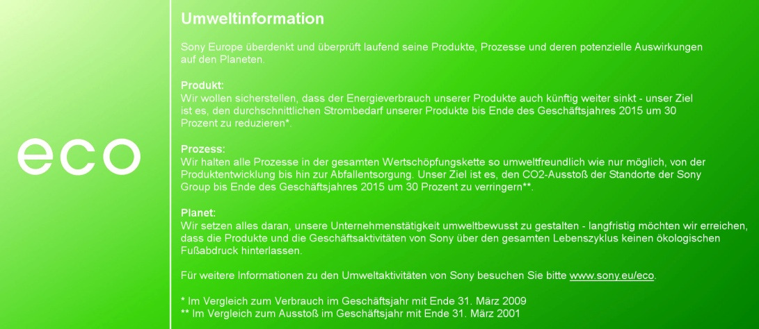 Über Sony Sony ist einer der führenden Anbieter von Produkten aus den Bereichen Audio-, Video-, Kommunikations- und Informationstechnologie für Endverbraucher sowie für professionelle Anwender.