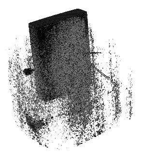 a b c d Abbildung 3: Neutronentomographie eines teilabgeschirmten Probekörpers mit Wachseintragungen (1): a) photographische Ansicht ohne Abschirmplatte, b) Aufbau im Strahlengang, mit