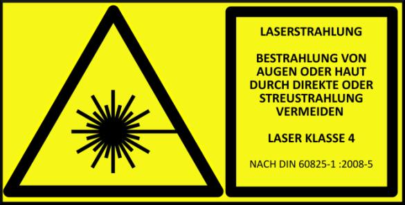 !ATUNG! Laserschutzbestimmungen: Durch die starke Bündelung des Laserstrahls ist die gesamte Lichtenergie auf eine geringe Fläche konzentriert.