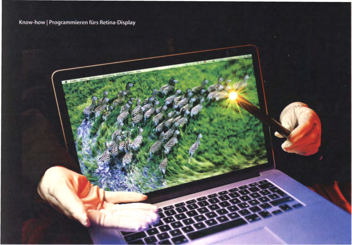 Markus Stöbe Alles scharf OS-X-Progra mme für Retina-Displays anpassen Wä hrend das neue MacBook Pro mit seinem hochauflösenden Retina Display die Anwender begeistert, bereitet es Programmierern