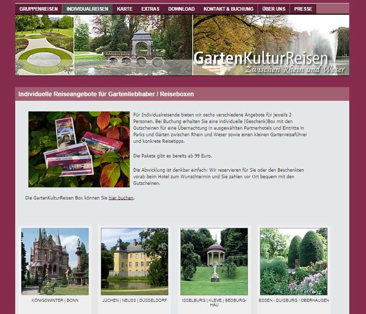 Eigene Website für GartenKulturReisen