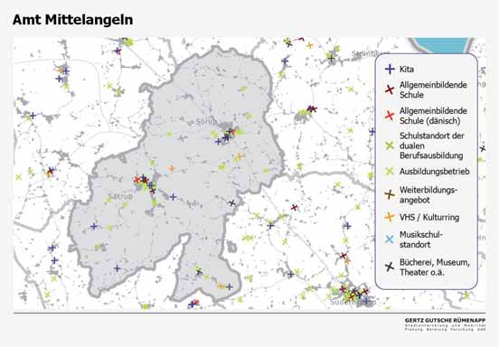 Abbildung 39 Standorte von Bildungs- und Kulturangeboten im Amt Langballig