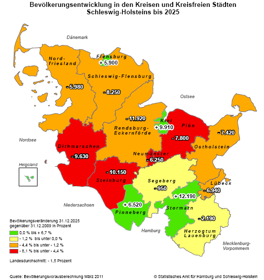 - 11 - Schülerzahlenentwicklung Im März 2011 wurde vom Statistikamt Nord, das für Hamburg und Schleswig-Holstein zuständig ist, eine Bevölkerungsvorausberechnung bis zum Jahre 2025 durchgeführt.