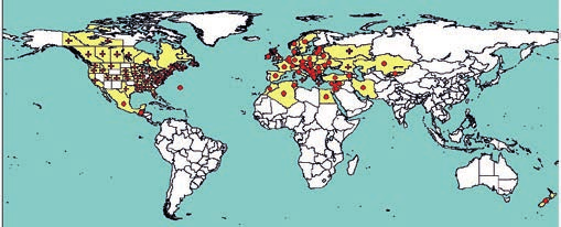 FEUERBRAND Weltweit wurde Feuerbrand u. a. aus folgenden Ländern gemeldet: (Quelle: PQR, EPPO) Feuerbrand stellt eine ernst zu nehmende Gefahr für Kernobst und für anfällige Ziergehölzarten dar.