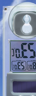 Solar Thermometer Features Schlankes transparentes / Sleek transparent housing Großes und lesbares LCD-Display / Large LCD for easy viewing Zeigt die Innen-oder Außentemperatur / Displays indoor or