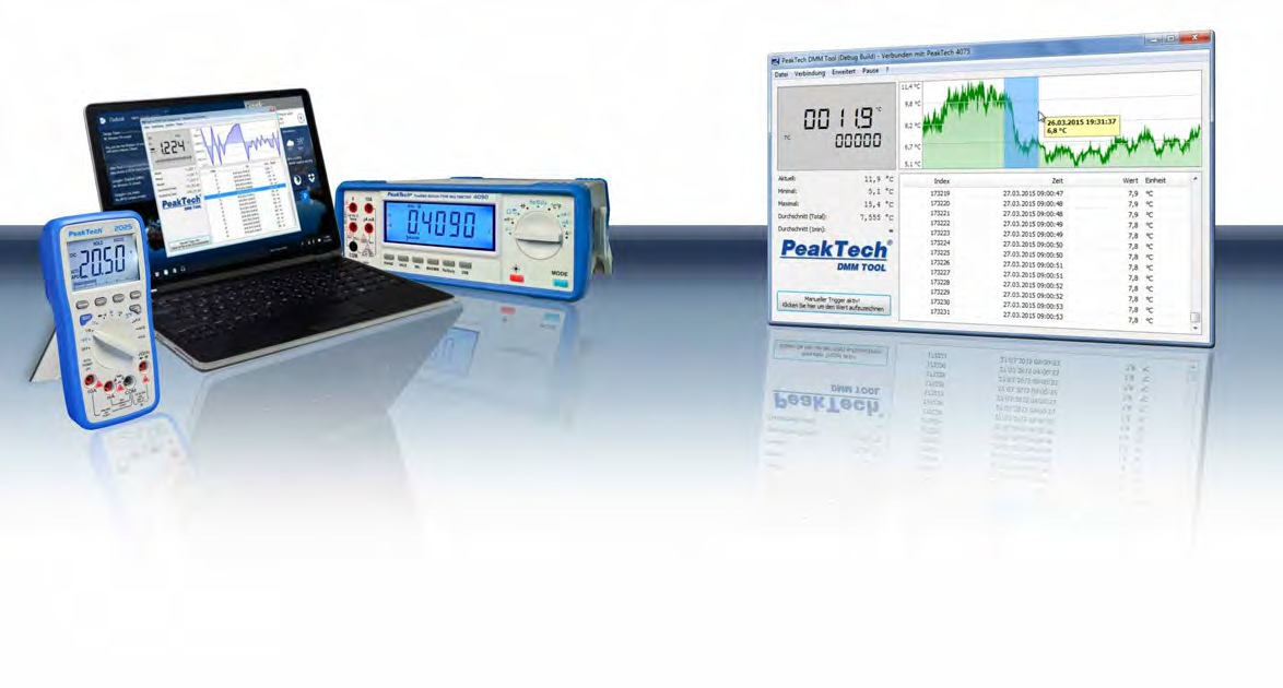 u DMM Tool - Basic Unsere PeakTech Digital-Multimeter bieten ein breites Spektrum an Funktionen für alle wichtigen Messgrößen der Elektrotechnik.