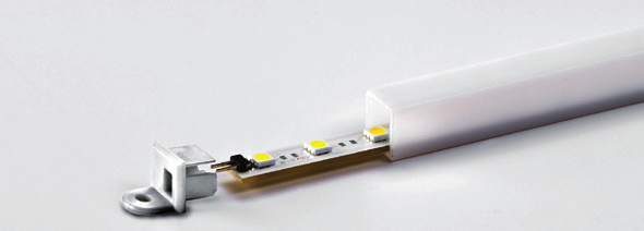 Aufnahmeprofile für LED-Streifen Lichtblende 50 Kunststoff für Lichtbänder mit optimaler Lichtstreuung zum Einfräsen oder Kleben mittels doppelseitigem Klebeband Höhe 50 x Breite 14 Länge 2000