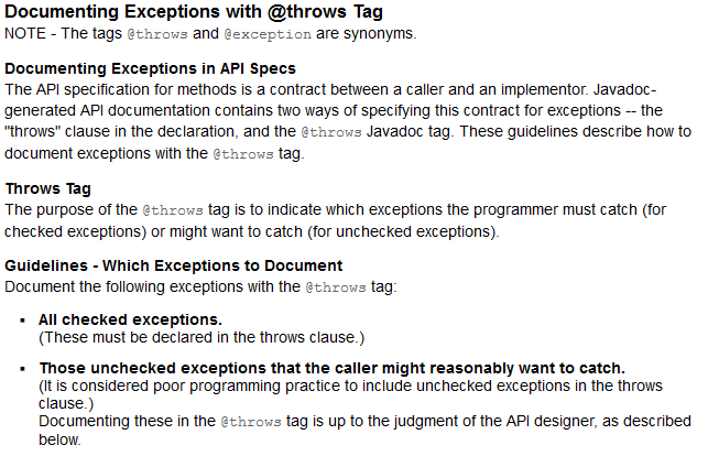 Verwendung von Ausnahmen (4) Ausnahmen sollten auch dokumentiert werden Auszug aus "How
